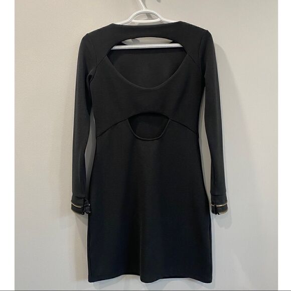 Kardashian Kollection Black Zipped Cuffs Long Sleeves Mini Dress - Picture 7 of 9